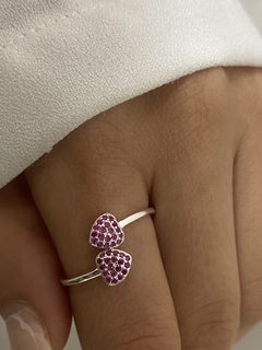Anillo doble corazon rosa (Regulable) - comprar online