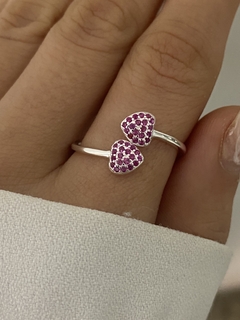 Anillo doble corazon rosa (Regulable) en internet