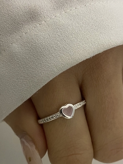 Anillo corazon rosita y cubic