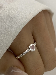 Anillo corazon rosita y cubic - comprar online