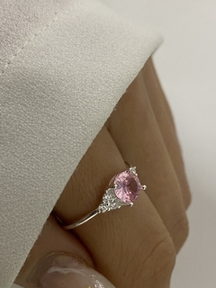 Anillo piedra rosa y cubic - comprar online