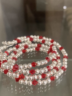 Pulsera cristal rojo bicono y bolitas 4mm 3x1 (c/cierre) en internet