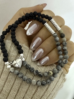 Pulsera para compartir corazón imán y piedra natural en internet