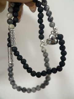 Imagen de Pulsera para compartir corazón imán y piedra natural