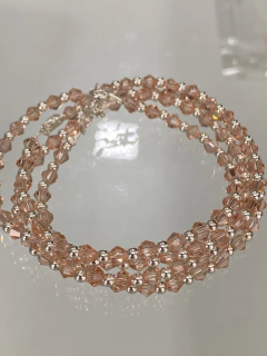 Pulsera cristal rosa y bolitas de plata (Con Cierre) - comprar online