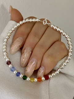 Pulsera modelo 24 bolita 4mm (Chakras) (c/cierre) chapado 1000