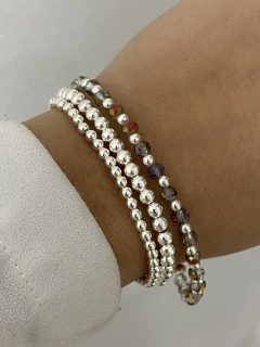 Pulsera cristal redondo gris tornasol (C/Cierre) - comprar online