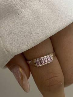 Anillo cubic rectangular (Rosa)