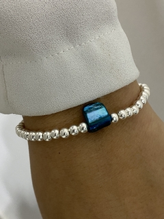 Pulsera modelo 55 (Nacar Cian) 4mm (elastizada) - comprar online