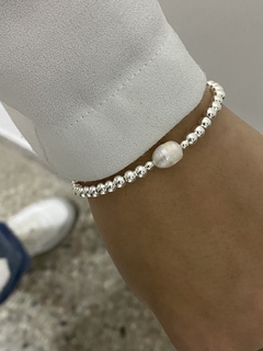 Pulsera modelo 54 bolita 6mm (Perla Natural de Río) chapado 1000 - comprar online