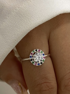 Anillo piedra y cubic multicolor (Importado)