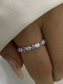 Anillo ojo turco corazon azul