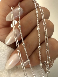 Cadena doble forcet y bolita 1 x 1 (42+3cm) - comprar online