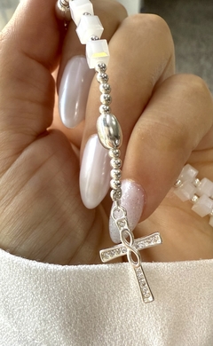 Rosario cubitos blancos san Benito 55 cm - Vogamayorista