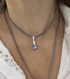 Conjunto gamuza gris y gota swarosvki lila - comprar online