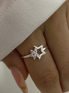 Anillo estrella calada y estrella cubic
