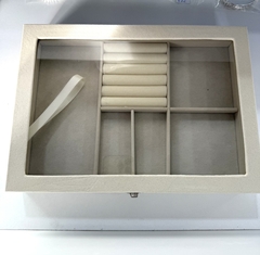 Exhibidor tapa de vidrio grande beige - Vogamayorista