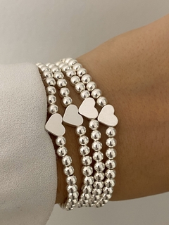 Pulsera bolitas 4mm y corazón (Elastizada) - comprar online