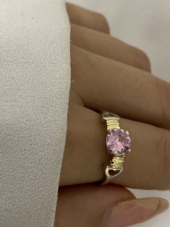 Anillo piedra circulo rosa - comprar online