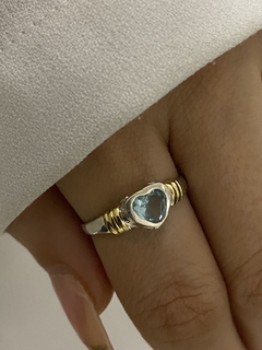 Anillo corazon verde agua