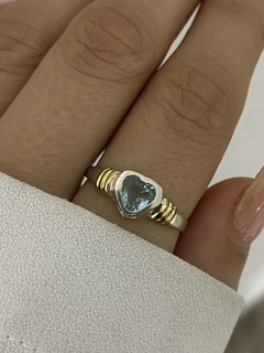 Anillo corazon verde agua - comprar online