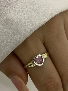 Anillo corazon rosa