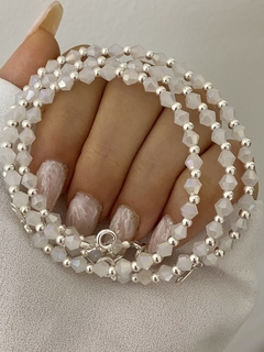 Pulsera cristal blanco tornasol (Con Cierre)