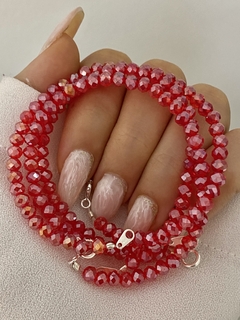 Pulsera cristal rojo tornasol (Con Cierre)