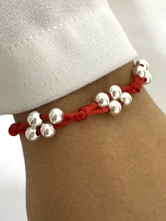 Pulsera hilo rojo entrelazado con bolitas 5mm - comprar online