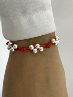 Pulsera hilo rojo entrelazado con bolitas 5mm - Vogamayorista