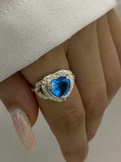 Anillo corazón piedra grande turquesa