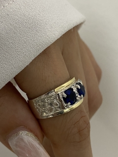 Anillo 3 piedras azul - comprar online