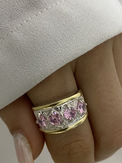 Anillo 4 piedras rosa