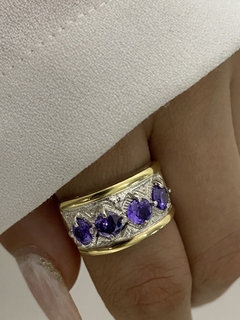 Anillo 4 piedras lila