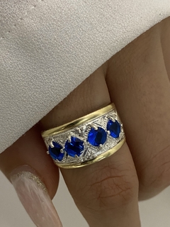 Anillo 4 piedras azul