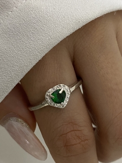 Anillo corazón mediano verde