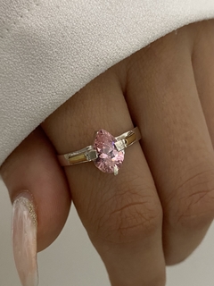 Anillo gota rosa