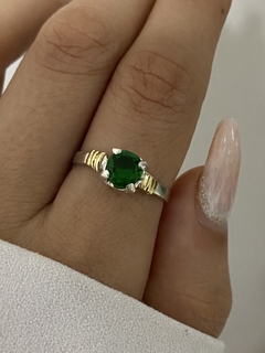 Anillo piedra circular verde - comprar online