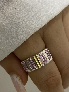 Anillo rectangular ancho rosa