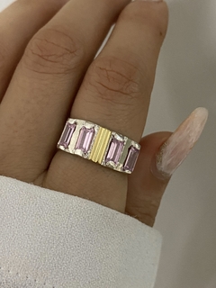 Anillo rectangular ancho rosa - comprar online