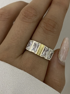 Anillo rectangular ancho blanco - comprar online