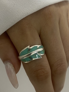 Anillo hoja aqua - comprar online