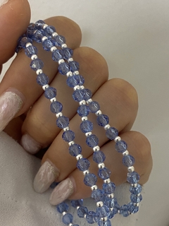 Pulsera cristal traslucido celeste redondo 1x1 (elastizada) - comprar online
