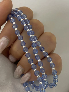 Pulsera cristal redondo celeste traslucido 1x1 (elastizada) - comprar online
