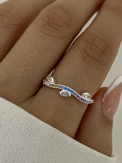 Anillo onda y hojas cubic - comprar online