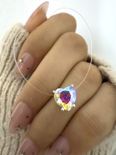 Tanza dije corazón Swarovski amarillo/fucsia