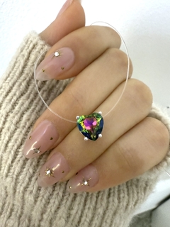 Tanza dije corazón Swarovski verde tornasol