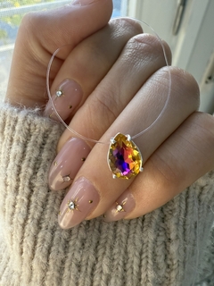 Tanza dije Swarovski gota 8mm fucsia/amarillo