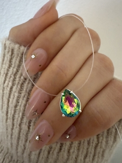 Tanza dije Swarovski gota 8mm fucsia/verde - comprar online