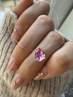 Tanza dije Swarovski gota 6mm rosa